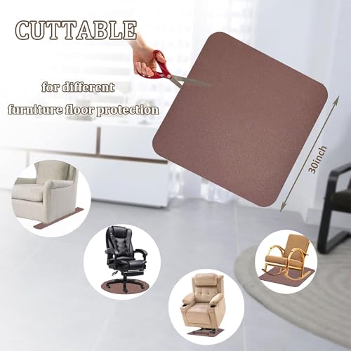 Recliner Pads for Hardwood Floors, Under Recliner Mat Floor Protectors Furniture Pads to Keep Furniture from Sliding Swivel Chairs Recliner mats for Hardwood Floors Non Slip Furniture Pads - size: Sq-Brown-2Pcs-30"x30"
