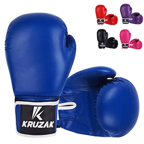 Kruzak Boxing Gloves for Men & Women, Sparring & Kickboxing Gloves, Muay Thai & MMA Gloves, 8-16 oz - color: Blue, size: 10 oz
