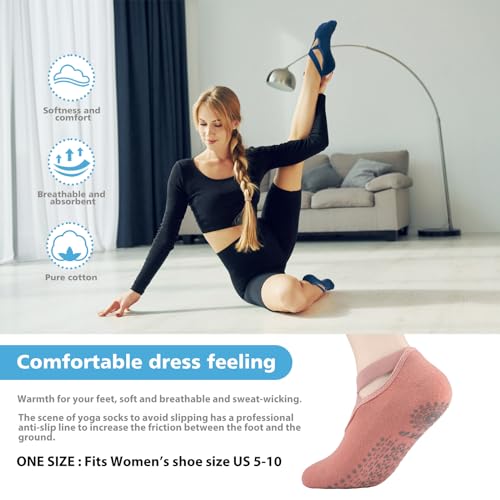 BKP Yoga Socks for Women,Pilates Socks Non Slip Grip Socks Suitable for Ballet,Plasticity,Dance,Home,Training - color: 4pairs-(2black&1pink&1purple)
