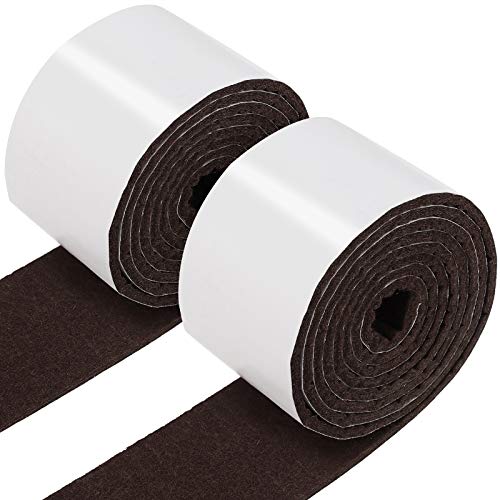 Shappy 2 Packs 120 x 2 x 0.12 Inch Felt Strips with Adhesive Backing Felt Tape Roll Non Slip Self Adhesive Cuttable Furniture Pads for Protecting Hardwood Floors, Chairs, Wall(Dark Brown) - size: 120 x 2 x 0.12 Inch