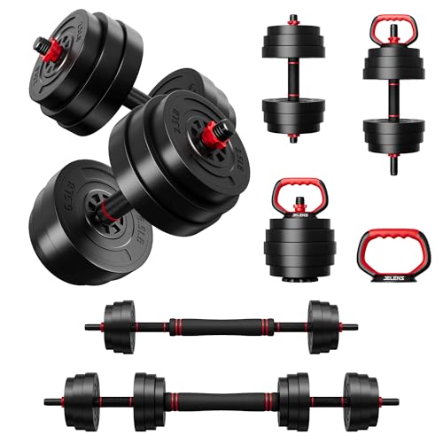 AD01 Adjustable Dumbbells Set, 30/45/70/92LBS Free Weight Set, 5 in 1 Weight Set Used as Kettlebells, Barbell, Push up Stand, Exercise Fitness for Home Gym Suitable Men/Women - size: 45LB(22.5LB Pair)