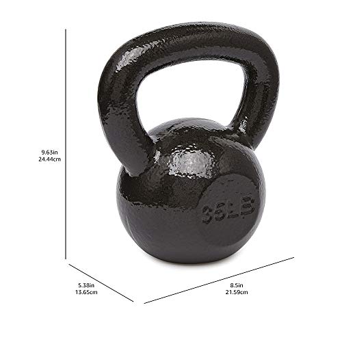 Amazon Basics Cast Iron Kettlebell for Strength Training, Textured Wide Handle, Black