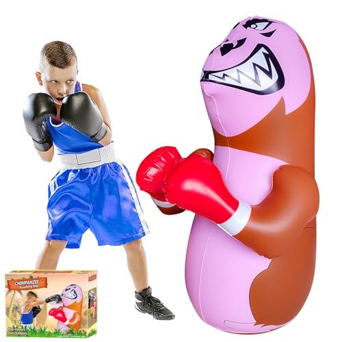 48 in Punching Bag for Kids, Free Standing Inflatable Dummy, Inflatable Punching Bag, De-Stress Boxing Bag for Kid - color: Orangutan-BDW-brown