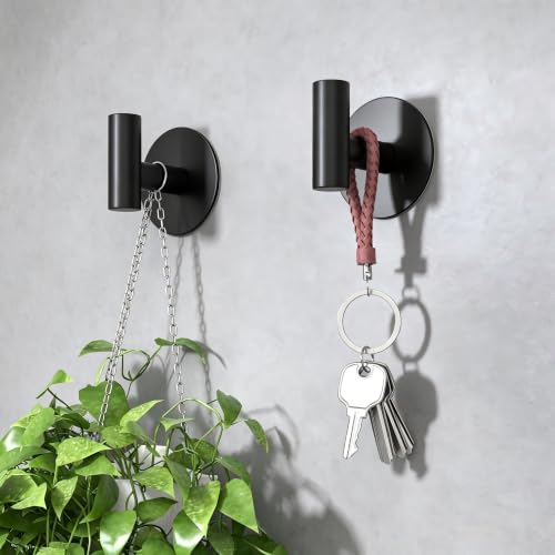 Self-Adhesive Coat Hooks, Stainless Steel Heavy Duty Wall Hooks, Towel Hooks for Hanging Robes, Aprons, Coats and Hats in Bathrooms,Kitchens and Hotels(Black, 4 Pack) - color: Black, size: Adhesive "T" Shape- 4 Pack