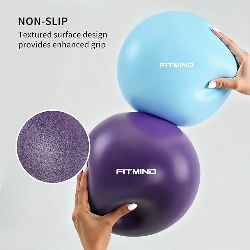 FITMIND_Pilates Ball 10 Inch Anti-Burst Slip Resistant Mini Yoga Ball for Fitness, Core Training, Physical Therapy, Balance, Stability, Stretching 200kg 440lbs Capacity - color: Purple