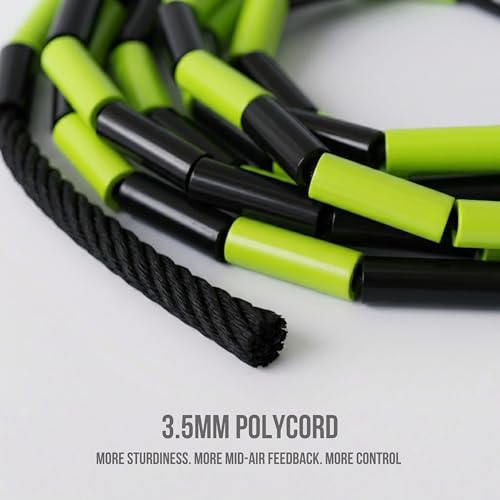 Pro-Grade Beaded Jump Rope for Beginners - color: Black/Green