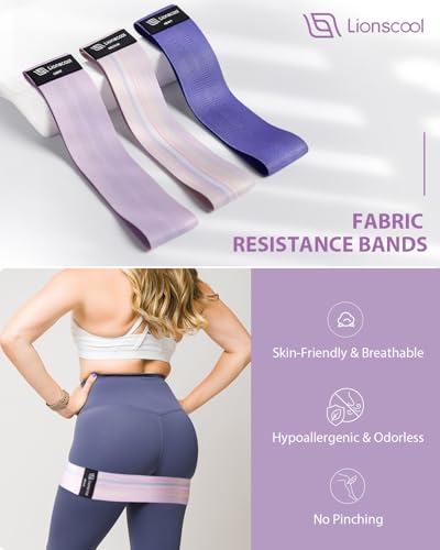 LIONSCOOL Pilates Ring Set - 14" Anti-Deformation Magic Circle with Padded Handles, 9" Mini Ball, Non-Slip Fabric Resistance Bands, Guide & Bag - color: Purple