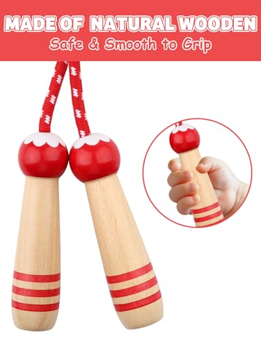 Jump Rope for Kids, Lorvain Adjustable Skipping Rope, Kids Jump Ropes with Wooden Handle for Girls Boys, Weighted Jumping Ropes for Fitness Workout Exercise Outdoor Fun Activity - color: Red-1pc