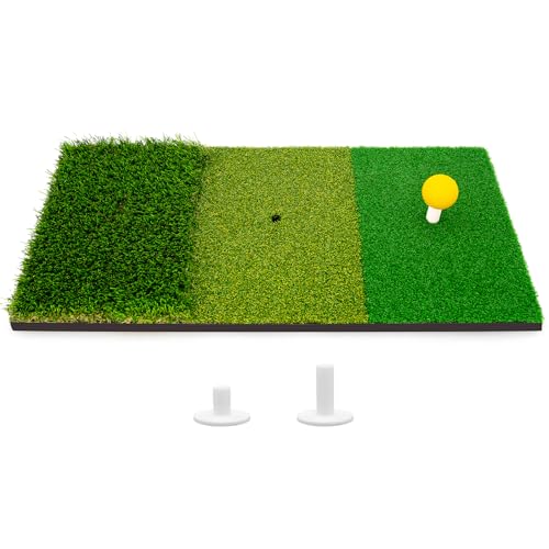 LYDARZ Portable & Foldable Golf Practice Mat – Dual-Turf Golf Hitting Mat for Indoor & Outdoor Swing and Chipping – Fairway & Rough Turf Golf Training Mat for Backyard and Home