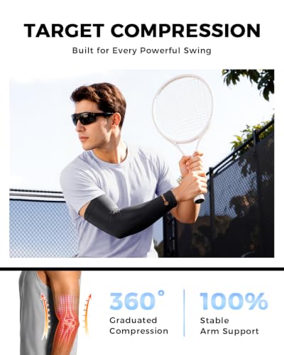[360° Full Compression] Copper Arm Sleeves for Men & Women, [Ultra Breathable] Arm Brace for Forearm, Bicep, Triceps, Tennis Elbow, Basketball, Golf, Arthritis, Tendonitis, Bursitis - size: M