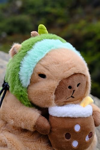 Rock Climbing Chalk Bag – Cute Plush Chalk Bag for Bouldering, Gym, Indoor & Outdoor Climbing – Drawstring Closure, Adjustable Waist Belt – Fun Character Design for Climbers - color: Capybara Boba
