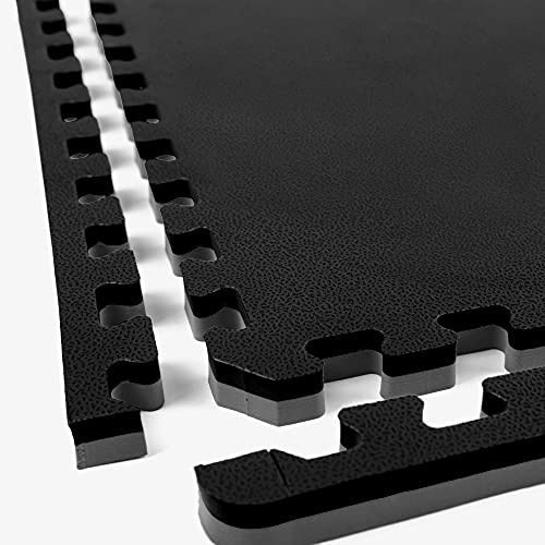 FlooringInc's 1" Thick Foam Tiles, 3'x3' or 2'x2' Reversable Interlocking Tiles, Ideal Yoga Mat, Gymnastics Mat, Workout Mat for MMA and Jiu Jitsu Training - color: Black/Gray, size: 2 - 3'x3' Tiles (18 Sq Ft)