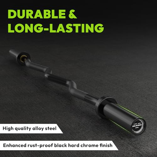 HANDBODE Olympic EZ Curl Bar, Curling Barbell, 4 FT And 6.2 FT Options | 500-700 LB, Rackable Longer Version, 2-Inch Sleeves, Angled Grips, Bicep Training, Tricep Extensions, Preacher Workouts - color: 4ft Curl Bar 20lb, Black