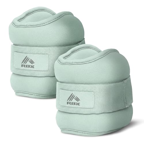 RBX Wrist & Ankle Weights Set, Adjustable Comfort Fit for Training & Toning - color: Medium Green, size: 4lb (2lb Each)