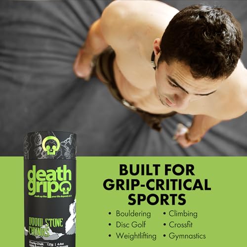 Death Grip Doom Stone Chunky Climbing Chalk – 125g Loose Chalk Chunks – 100% Pure Magnesium Carbonate for Rock Climbing, Bouldering, Weightlifting & Gymnastics