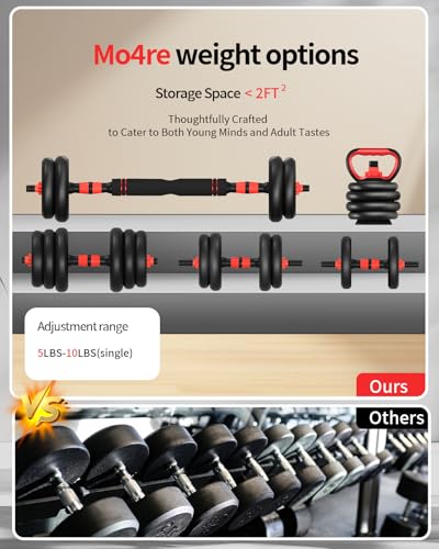 Adjustable Dumbbells,20/30/40/60/80lbs Free Weight Set with Connector, 4 in1 Dumbbells Set Used as Barbell/Kettlebells/Push up Stand, Fitness Workout Equipment for Home Gym for Youth,Women/Men - color: Black 20LBS (10LBS*2) + Kettlebell Handle (1.76LBS*2)
