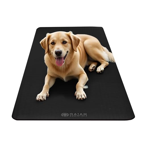 Gaiam Thick Yoga Mat, Exercise & Fitness Mat with Easy-Cinch Carrying Strap | Non-Slip NBR Foam | Joint Cushioning | Yoga, Pilates, Fitness & Floor Workouts | 72"L x 24"W - color: Black