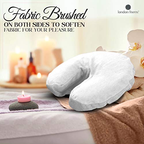 London Linens Pack of 10, Premium Extra Thick 100% Cotton Flannel Massage Tables Face Cradle Covers Cozies Fitted - Includes 10 pcs (White) - color: White, size: 10
