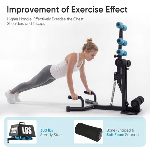 OLIXIS Deep Squat Machine for Women, Adjustable Glutes & Leg Exercise | 300 lbs Weight Capacity All-in-One squat Trainer with Push Up Handles, Compact Home Gym Workout Machine, Black & Blue