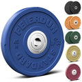 FEIERDUN Color Bumper Plate Set, 2-Inch Olympic Weight Plates, Low Bounce Rubber Barbell Plates with Stainless Steel Insert for Weightlifting, Strength Training, CrossFit & Home Gym, 10LB-370LB - style: E) 45LBS Single