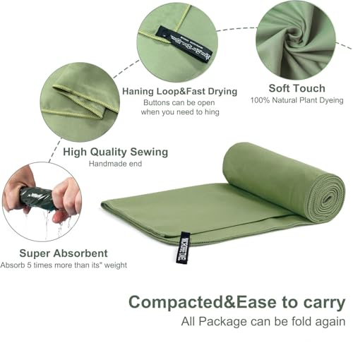 Microfiber Quick Dry Travel Towel - 3 Sizes Pack, Super Absorbent, Lightweight & Compact Towel for Camping, Gym, Yoga, Beach, Sports & Swimming