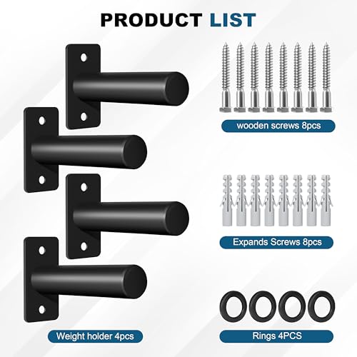 EVERYMATE Weight Plate Rack, Wall Mount Weight Plate Holder for Bumper Plates, Max Weight Capacity 330 lb, Home Gym Organizer - size: 2-inch-4P-M