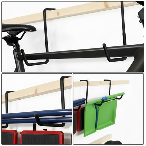 8 PCS Heavy Duty Rafter Hanger Hook, Large S Hooks Rafter Hanger Hooks Black for Garage Storage, Ladder Bike Hangers, Hanging Hose, Plants, Chairs, Non Slip Vinyl Coated Hanging Organizing