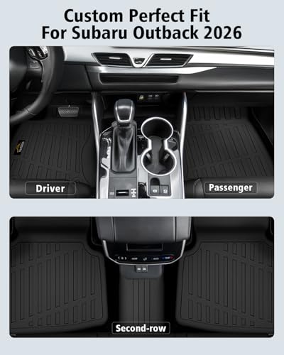 Floor Mats Custom for Subaru Outback 2026 All Weather TPE Rubber Protection 1st and 2nd Row Anti-Slip Floor Liners for Outback 2026 Accessories, Black - size: For Subaru Outback 2026