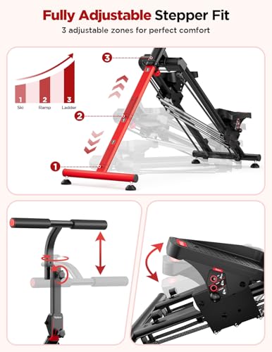 YOLEO Adjustable Resistance Stair Steppers for Exercise at Home, Folding Cardio Stairmaster with 3 Workout Modes & Oversized Pedal,90% Pre-Assembled Stair Climber with Handlebar for Full Body Workout - color: V3.0 Adjustable Resistance Stepper