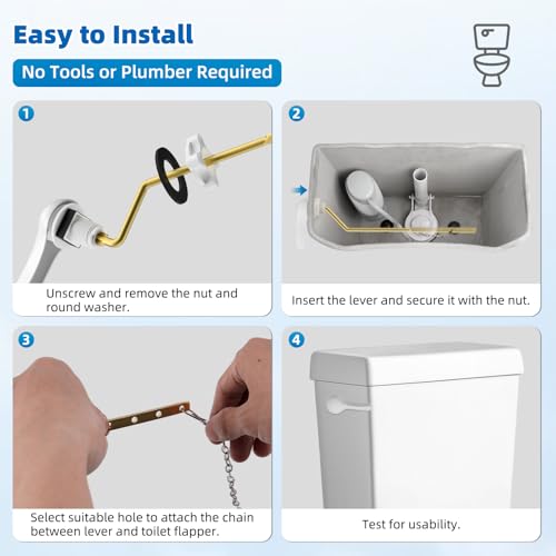 Hibbent Metal Side Mount Toilet Handle Replacement Kit, White | Upgraded Metal Flush Lever, Universal Toilet Flush Handle Fit Side Tanks, Stainless Steel Flapper Chains, 4 Adjustable Holes - color: White, style: Classic Side Mount