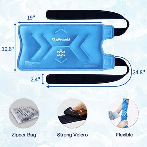 KingPavonini XXL Knee Ice Pack Wrap Around Entire Knee After Surgery, Large Reusable Gel Ice Pack for Injuries, Pain Relief, Swelling, Sports Injuries, 1 Pack (Sky-Blue) - style: Sky-blue