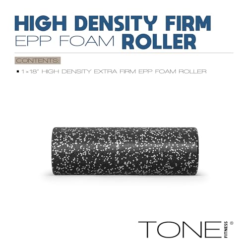 Tone Fitness High Density EPP Foam Exercise Foam Roller for Yoga, Pilates, Stretching, Massage, and Recovery | Multiple Sizes and Colors - color: Black/White Speckled, size: 18 Inch