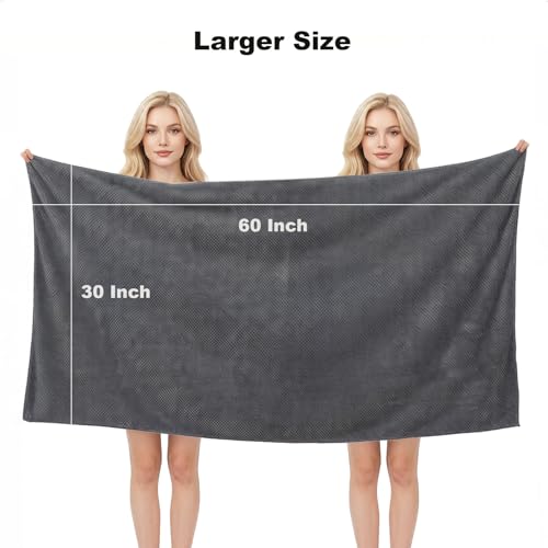 2 Pack Bath Towel Set, Waffle Bath Towel Set, Super Soft Highly Absorbent, Sturdy Quick Drying Towels for Bathroom, Gym, SPA, Yoga (2 Piece 30" x 60", 1Grey+1Purple) - color: 1grey+1purple, size: 30 x 60 Inch