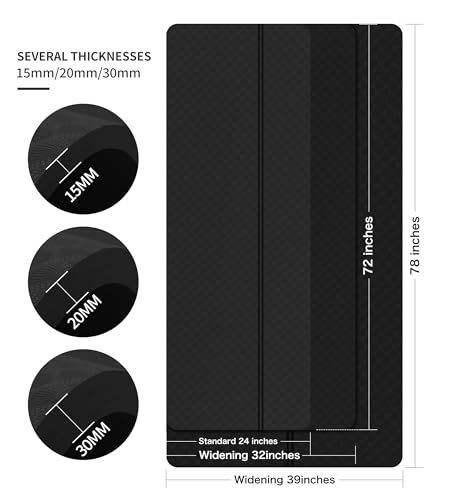 nuveti Large Exercise Mat - 15mm/20mm/30mm Thick Yoga Mat | Workout Mat for Fitness, Yoga, Pilates, Stretching & Floor Exercises for Women & Men with Free Carrying Bag - color: Black, size: 183X80X30MM