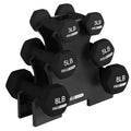 HolaHatha 1, 2 and 3 lb Neoprene Dumbbell Strength Training Weight Set with Rack - color: Black, size: 32 LB