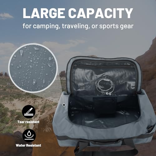 MIER 40L/60L/90L Water Resistant Backpack Duffel, Heavy Duty Duffle Bags | Heavy-Duty; Inner Zipper Pockets; Suit for Travel Gym Camping Sports Weekend Getaways; Convertible with Backpack Straps - color: Gray, size: 60l