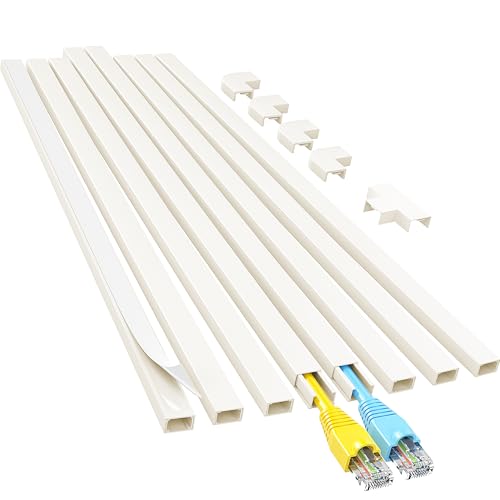 Yecaye Cord Hider, 113in Beige Cord Covers for Wires on Wall, One-Cord Cord Organizer, Easy Install Cable Management Kit, Cable Hider Home Office, W0.59in H0.4in, Beige - color: Beige, size: 113in L x 0.59in W x 0.4in H