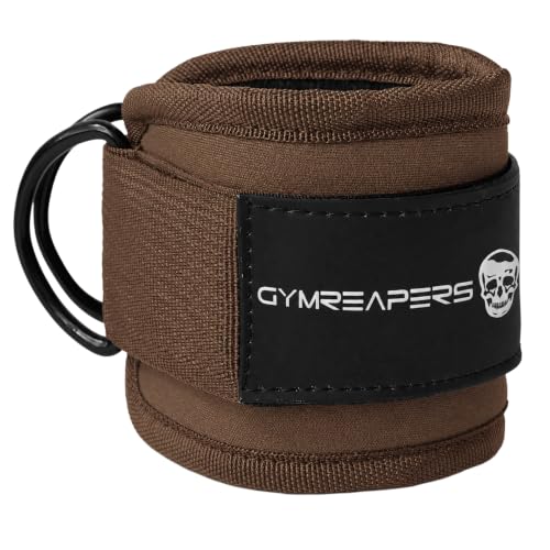 Gymreapers Ankle Straps For Cable Machine Kickbacks, Glute Workouts, Lower Body Exercises - Adjustable Leg Straps with Neoprene Padding - color: Brown, size: Pair