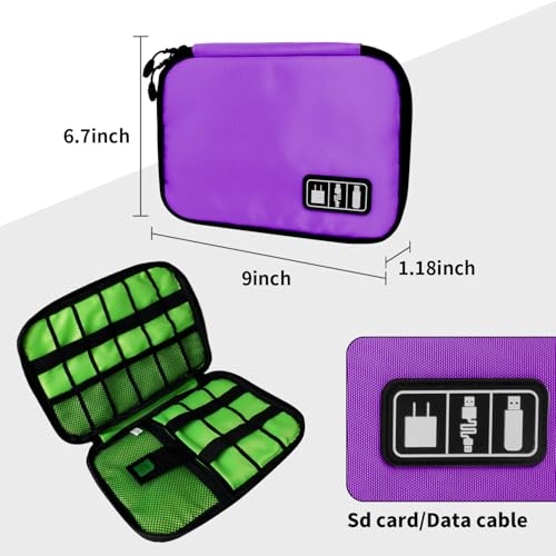 Lcsmaokin Electronics Travel Organizer,Portable Waterproof Electronic Travel Storage Bag for Small Charging Cord Storage,Charger,SD Card etc,for Travel,Business-Purple Green - color: C-Purple-Green, size: Single Layer