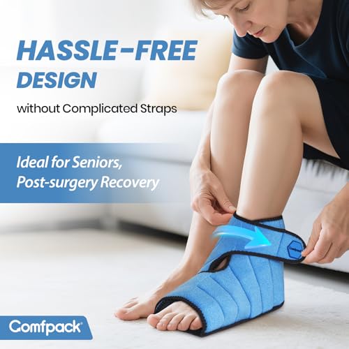 Comfpack Ankle Foot Ice Pack Wrap for Plantar Fasciitis Relief with 2 Hours Long Lasting Cold, Reusable Ice Boot for Injuries, Sprained Ankle, Swelling, Achilles Tendonitis, Surgery ﻿ - style: Foot Ice Pack Wrap