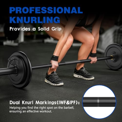 7ft-Olympic Barbell Bar, 2" Standard Straight Bars for 45 lb Weight Lifting | Bar for Bench Press/Powerlifting/Squats/Deadlift/Hip Thrusts/Lunges/Biceps- Home Gym Weight Bar- 2 Collars(1000lb Capacity) - color: Black