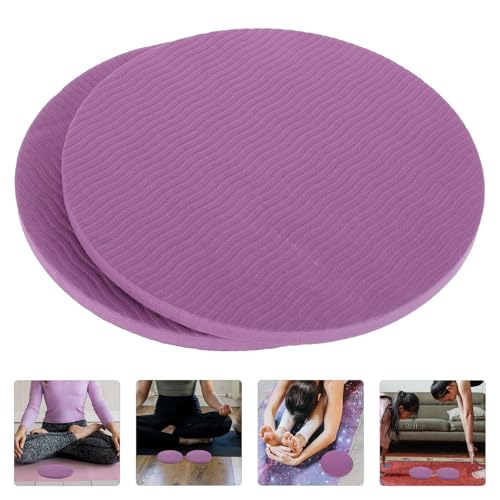 Didiseaon 2pcs Non-slip Yoga Knee Pads and Elbow Support Mats, 10mm Thick Purple Pilates Kneeling Cushions with Anti-skid Silicone Surface for Indoor Exercise and Home Workout