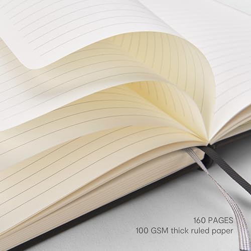 &And Per Se 10-Pack Lined Notebooks, A5 Hardcover, 160 Pages 100gsm Thick Paper, Office Supply Bulk Order, Corporate New Hire Kits, Breakroom Essentials – College Ruled, 10 Units (Black) - color: Black, style: 10 Pack-Lined