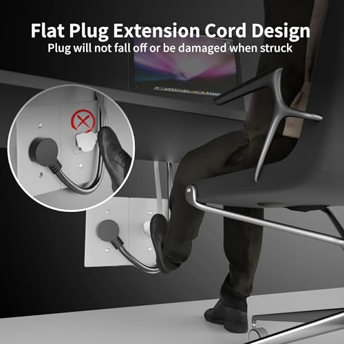 HUANCHAIN 14 Gauge 3 Feet (3 Pack) Flat Plug Extension Cord Black Indoor Outdoor, Heavy Duty 3 Prong Grounded Low Profile Extension Wire Flexible, 15A 1875W 125V 14AWG SJTW, ETL Listed - color: Black, size: 3 FT - 3 pack