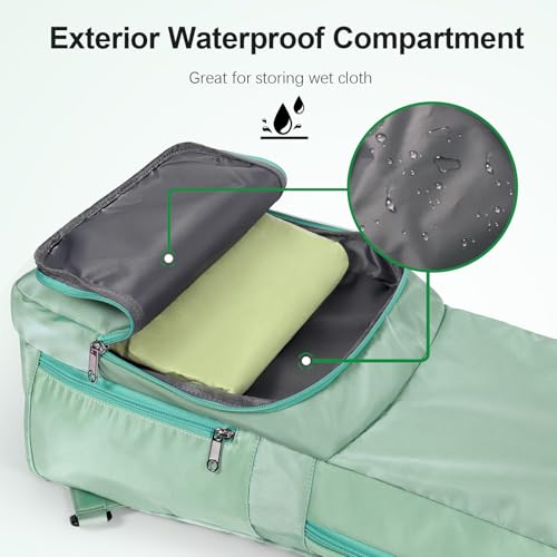 Yoga Mat Bag Carrier Side Mesh Zipper Pocket Exterior Wet Compartment Lightweight Waterproof Yoga Bag for Mat - color: Green