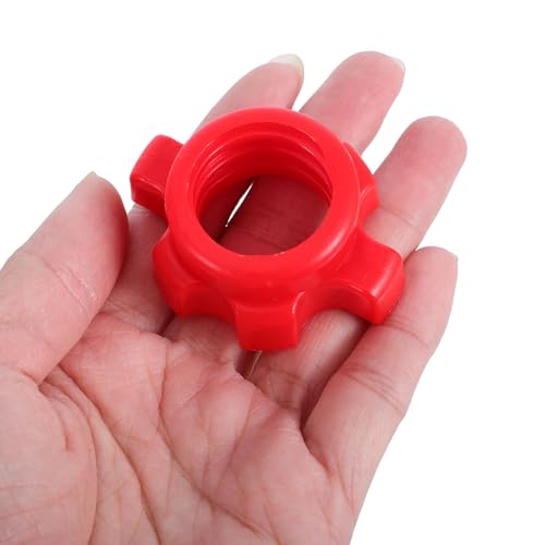 Kisangel 4Pcs Dumbbell Spinlock Collars, 1 Inch Standard Barbell Star-Shaped Nut, Non-Slip Replacement Screw Clamps for Weight Lifting Fitness Training, Red