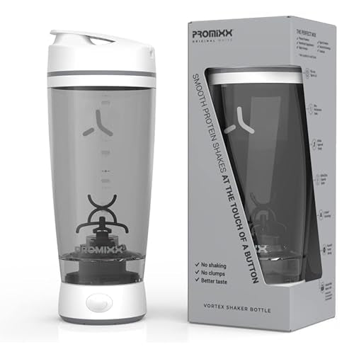Promixx Original Shaker Bottle - Battery-powered for Smooth Protein Shakes - BPA Free, 20oz Cup (White) - color: White