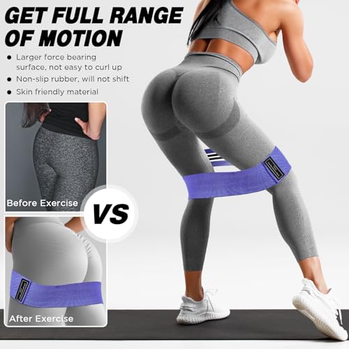 12 Pcs Fabric Resistance Bands for Working Out Non-Slip Booty Exercise Loop Bands for Women Men Glutes Hip Thigh Butt Yoga Pilates Fitness Gym, Light Medium Heavy - color: Dark Purple, style: Heavy Resistance