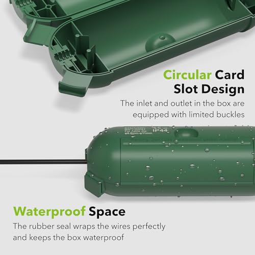 BN-LINK Outdoor Extension Cord Safety Cover, Cord Connector Protector Waterproof with 4 Latches, Plug Cover for Holiday String Lights & Tools, Green, 1 Pack - color: Green, size: 1 Pack