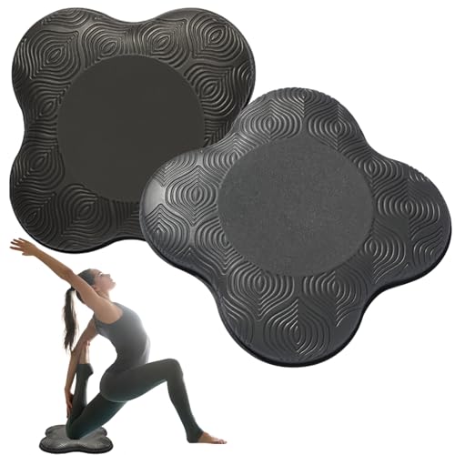 2 Pack Yoga Knee Pads Mat Set - Extra Thick Foam Kneeling Pad Cushion for Knees, Elbows, Wrists, Head - Yoga Essentials for Women Men, Non-Slip Pilates, Meditation, Floor Workouts - color: black